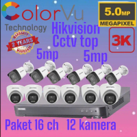 Paket cctv hikvision 16 ch 10 kamera 5mp 3K colorvu Garansi Resmi
