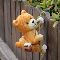 可愛攀登小熊爬樹上掛件花園壁掛裝飾花盆掛幼兒園花架裝飾品擺件