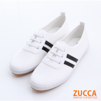ZUCCA-日系帆布橫紋休閒鞋-黑-z6304bk