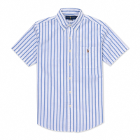 Polo Ralph Lauren RL 熱銷刺繡小馬短袖襯衫(CLASSIC FIT)-白藍條紋色