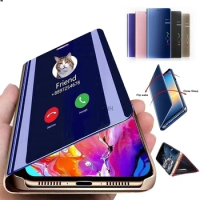 Smart Mirror Flip Phone Case For Samsung Galaxy S21 Ultra S10 S9 S20 FE A12 A51 A21S A72 A52 A32 Note 20 10 Plus shell