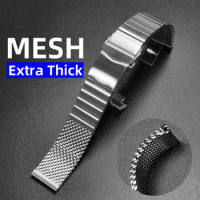 Extra Thick Premium Solid Stainless Steel Mesh Watch Strap Band 20mm 22mm Milanese Bracelet Loop Big Size Men for IWC for Seiko