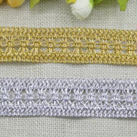 5M Gold Silver Lace Trim Ribbon Curve Lace Fabric Sewing Centipede Braided Lace Wedding Crafts DIY Clothes Accessories Decoratio