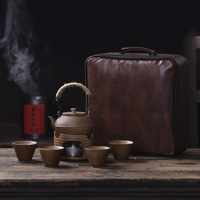 旅行茶具煮茶壺仿柴燒側把復古提梁戶外茶具便攜式燒水泡茶壺