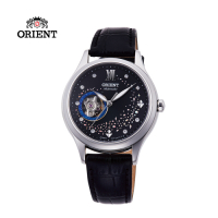 ORIENT東方錶HAPPY STREAM系列藍月奇蹟鏤空機械錶皮帶款RA-AG0019B