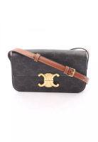 Celine Pre-Loved Celine Claude Triomphe one shoulder bag PVC leather black Brown