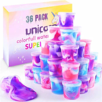 36 Packs Unicorn Galaxy Slime Kit Toys Party Favor for Kids Non Sticky Stress &amp; Anxiety Relief DiyToy