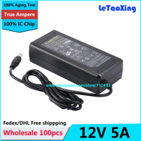 100pcs With IC Chip AC 100-240V To DC 12V 5A Power Adapter Supply 60W Switch For LED Light LCD Monitor CCTV Free shipping