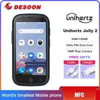 Unihertz Jelly 2 Mini 4G Mobile phone Android 11 Helio P60 Octa Core 2000mAh Unlocked Smartphone 16MP 6GB+128GB NFC Cellphone