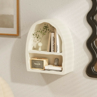 奶油風壁櫃墻上置物架玄關擺件白色拱形櫃子收納裝飾櫃香水櫃