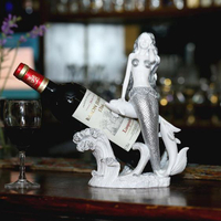 紅酒架美人魚擺件創意樹脂酒柜擺件擺飾客廳家用葡萄酒酒架子杯架