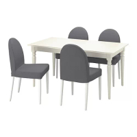 INGATORP/DANDERYD 餐桌附4張餐椅, 白色 白色/vissle 灰色, 155/215 公分