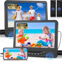 12.1" Portable DVD Players for Car Dual Screen Play The Same or Two Different Movies, Car DVD Player with 1080P HDMI Input, Car