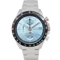 SEIKO精工 SBTR029手錶 日本限定款 黑框寶石藍面 三眼計時 日期 鋼帶 男錶