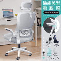 Ashley House 依恩多功能調節活動頭枕+3D乳膠坐墊+強韌網布高背電腦椅(辦公椅 人體工學椅)