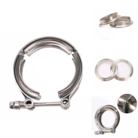 Universal Stainless Steel V-Band Downpipe Wastegate Exhaust Pipe Clamp Flange Kit Car Accessories