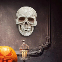 Tượng đầu lâu Cổ điển Tượng đầu lâu Halloween Gothic Nhựa Điêu khắc xương sọ Thực tế Đáng sợ Bộ xươn