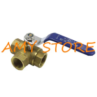 L Type L-Port or T Type T-Port DN10 3/8"BSP Female Connection Full Ports Brass Tee Ball Valve Three Way Pipe Fittings Handle