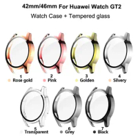 200pcs Watch Case with Tempered glass For Huawei Watch GT 2 42mm/46mm Case PC Watch Cover Accessories Frame screen protector