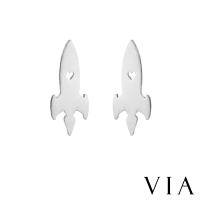 【VIA】白鋼耳釘 白鋼耳環 愛心耳釘 火箭耳釘/星空系列 愛心火箭造型白鋼耳釘(鋼色)