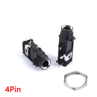 【5PCS】6.35mm microphone socket 6.5mm power amplifier socket partial 3Pin 4Pin 6.35 audio interface 4P stereo dual channel Jack