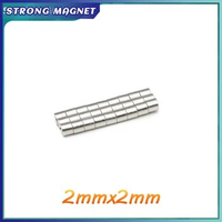 2x2mm Thick Round Shape Rare Earth Neodymium Super Strong Magnetic NdFeB Magnet Fridge Door Acoustic Field Electronics imanes