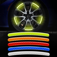 20/40Pcs Car Wheel Hub Reflective Sticker Tire Rim Luminous Stickers Roadway Safety Reflective Strip for Auto Motorcycle Bicycle