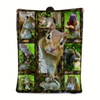 Squirrel Print Throw Blankets, Ultra Soft Flannel Blanket Warm Cozy Couch Sofa Bed Decor For All Seasons