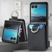 Magnetic Ring Wallet with Card Holder Phone Case for Motorola Razr 40 Ultra Moto Razr40 2023 Shockproof Solt Leather Cover