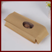 10*28+6cm 10pcs Kraft Paper Organ Window Bag For Gift/tea/candy/jewelry/bread Packaging Paper Food Bag Diy Jewelry Pack Display