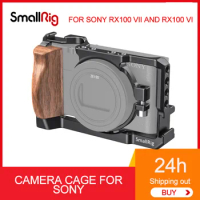 SmallRig CCS2434 Camera Cage for Sony RX100 VII and RX100 VI Camera Wooden Side Handle Cold Shoe Mount