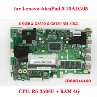 for Lenovo IdeaPad 3 15ADA05 / IdeaPad 3 17ADA05 laptop motherboard GS450 &amp; GS550 &amp; GS750 NM-C821 with CPU R5 3500U RAM 4G
