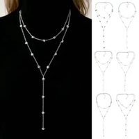 Yesa Double Layer Y2k Chain Necklace Kalung Rantai Dua Lapis Layered Bintang Star Love Bulat Y Multi