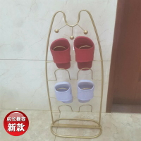 創意招財貓鐵藝拖鞋架浴室客廳門后落地多層鞋架子簡易家用省空間