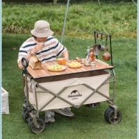Folding Wagon Cart Portable Outdoor Multifunctional Picnic Table Board Camp Handcart Organize Storage Nature Hike Accessories