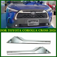 Chrome Accessories Exterior Front Bumper Grille Grill Mesh Decor Strips Panel Cover Trim For Toyota Corolla Cross 2021 - 2023