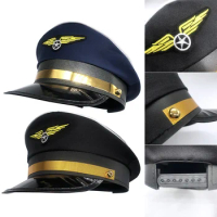 New Military Army Pilot Air Force Cap Adjustable Aviation Cap Hat Performance Sailor Captain Hat Cosplay Party Dress Accessories