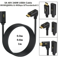 Wholesale USB 4.0 Type-C Male To Female Extension Line 8K60HZ Lightning Multifunctional 240W 5A 40V Fast Charging 0.3M 0.6M 1M