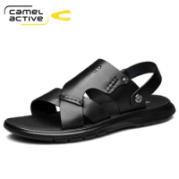 Camel Active 2022 New Summer Men's Sandals Genuine Leather Men Shoes Soft Business Man Sandals Casual Beach Double Use Man Shoes