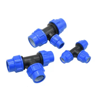 Pe Pipe Tee Quick Connector 20/25/32/40/50/63mm Reducing Connector 3-Way Water Splitter Tap Pipe Plastic Fittings 1Pcs