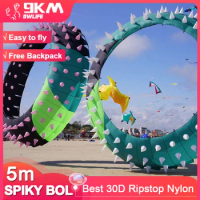 9KM 5m Spiky Bol Kite Line Laundry Soft Inflatable Pendant Show Kite for Kite Festival 30D Ripstop Nylon Fabric with Bag