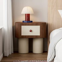 杜勒意式輕奢床頭櫃網紅設計圓形實木簡約現代高級ins網紅床邊櫃 全館免運