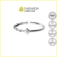 Nhẫn Bạc 925 Hanada  Ngón Út Thoi 4 đá Freesize  0537 P9