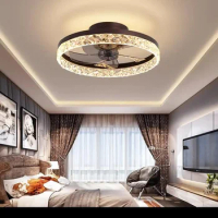 85-265V Nordic Crystal Led Lamp Ceiling Fan 6 Speeds Bedroom DC Ceiling Fan With Remote Control Ceiling Fans With Light Fixture