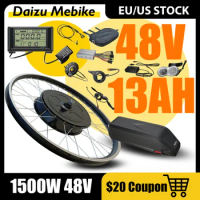 1500W Gearless Hub Motor Ebike Kit Ebike Conversion Kit with 48V 13ah Battery Hailong Battery Electric Bike Rear Drive 26” 700C