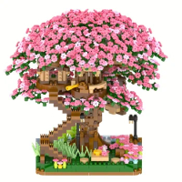 2138pcs Cherry Bonsai Tree Building Sets Mini Building Blocks of Cherry Flowers Bonsai Tree Kit Mini Bricks Sakura Tree House