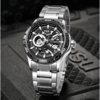 jam tangan Evans Jayden Jam Tangan Pria 9565 Rantai Automatic Movement Stainless Steel Kaca Sapphire