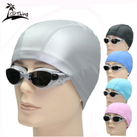 2024新款成人泳帽舒適泳帽防水護耳PU涂層男女長發泳池訓練游泳帽