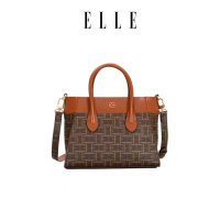 Elle Mabel Monogram Carry Bag Brown