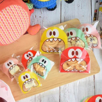 100 pcs/lot Big Teech Mouth Monster Plastic Bag Wedding Birthday Cookie Candy Gift Packaging Bags OPP Self Adhesive Bag